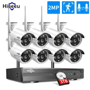 2MP 1080P CCTV System 8ch HD Wireless NVR kit 3TB HDD Outdoor IR Night Vision IP Wifi Camera Security System Surveillance Hiseeu
