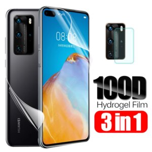 3in1 Front back Hydrogel soft Film For huawei p40 pro p 40 30 lite p30 light p40lite E p40pro screen protector Camera Lens Glass