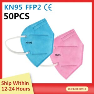 50PCS New Kn95 Mask FFP2 Colorful Disposable Dustproof Anti Fog Breathable Fast Delivery Mascarillas Masque Comfortable FFP3