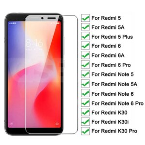9H Protective Glass For Xiaomi Redmi 6 Pro 6A 5 Plus 5A K30i K30 Pro Glass Screen Protector Redmi Note 6 5 5A Pro Tempered Glass