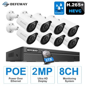 DEFEWAY HD 5MP POE NVR Kit 4CH/8CH 2MP POE IP Camera with Audio CCTV System H.265+ Outdoor Night Vision Video Surveillance Set