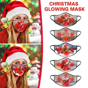 LED Christmas Mask Light Up Mask Christmas Lights Glowing Mask Reusable Breathable Mask Protective Face Mask Washable Mouth Mask