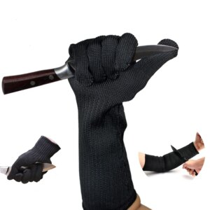 Long Anti-cut Working Gloves Metal Stainless Steel Wire Cut Resistant Gloves Anti-knife Tactical Butcher Protective Gloves 1Pair