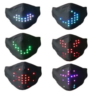 NEW Halloween Luminous Mask LED Mask Smart Voice Control Mask Rechargeable MaskFor Party Bar Concert Nightclub