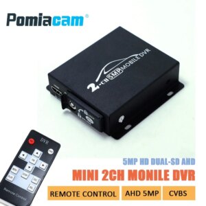 Newest 2CH MINI mobile dvr Real-time HD 1080P 2 Channel SD DVR support 128GB/CVBS/AHD 5.0MP mini vehicle DVR with remote control