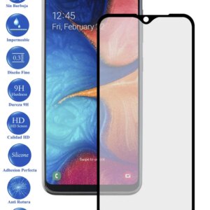 Protector de Pantalla Galaxy A20 A20 E A20E Negro Completo Cristal Templado