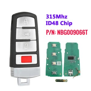 Smart Remote Key Fob 3+1 Buttons 315MHz ID48 for VW Passat 2006 2007 2008 2009 2010 2011 2012 2013 for CC, NBG009066T